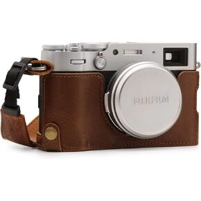MegaGear MG1895 Ever Ready نصف حافظة كاميرا من الجلد الطبيعي متوافقة مع Fujifilm X100V - بني