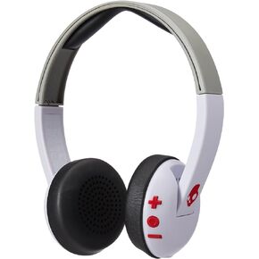 Skullcandy Uproar Bluetooth Wireless On-Ear Headphones with Built-In Microphone and Remote, 10-Hour Rechargeable Battery, Soft Synthetic Leather Ear Pillows for Comfort, White/Gray/Red in Kuwait