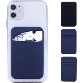 3Pack Cell Phone Card Holder Pocket Sticker Stretchy Cloth for Back of Phone with Flap Credit/ID Card Sleeve Adhesive Stick on Wallet for iPhone,Android All Smartphones (Black,Navy Blue,Light Blue) in Saudi Arabia