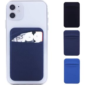 3Pack Cell Phone Card Holder Pocket Sticker Stretchy Lycra for Back of Phone with Flap Credit/ID Card Sleeve Adhesive Stick on Wallet for iPhone,Android All Smartphones (Black,Grey,Dark Grey) in Kuwait