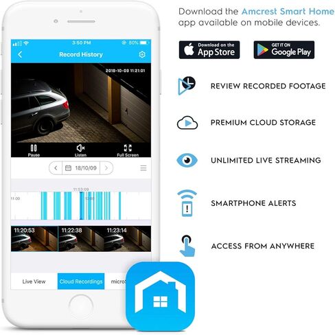 كاميرا أمان خارجية Amcrest SmartHome 1080p WiFi مع ضوء كشاف، إنذار صفارة إنذار مدمج، ضوء ستروب، صوت ثنائي الاتجاه، رؤية ليلية، عرض 133 درجة، مقاومة للطقس IP65، MicroSD والتخزين السحابي الذكي، ADC2W in Kuwait