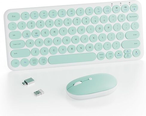 Mini Wireless Keyboard Mouse Combo - 2.4Ghz Aesthetic Quiet Keyboard and Mouse Wireless - 78 Keys Portable Ultra-Thin Keyboard for Laptop, Computer, PC, Notebook, Tablet, Windows, Mac OS in Saudi Arabia