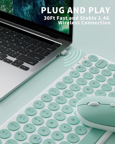 Mini Wireless Keyboard Mouse Combo - 2.4Ghz Aesthetic Quiet Keyboard and Mouse Wireless - 78 Keys Portable Ultra-Thin Keyboard for Laptop, Computer, PC, Notebook, Tablet, Windows, Mac OS in Saudi Arabia