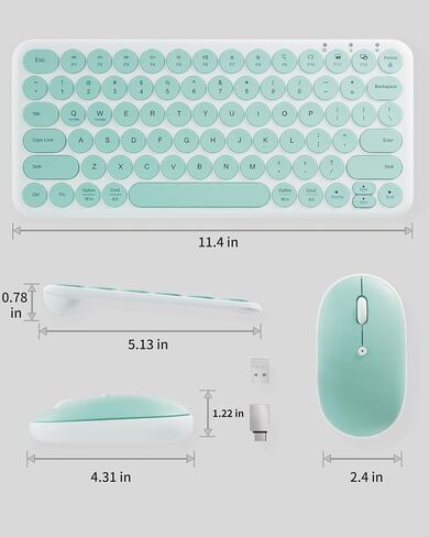 Mini Wireless Keyboard Mouse Combo - 2.4Ghz Aesthetic Quiet Keyboard and Mouse Wireless - 78 Keys Portable Ultra-Thin Keyboard for Laptop, Computer, PC, Notebook, Tablet, Windows, Mac OS in Saudi Arabia