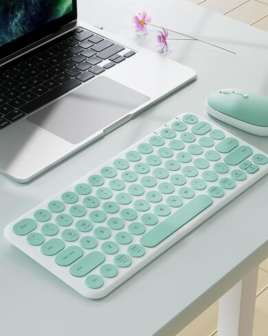 Mini Wireless Keyboard Mouse Combo - 2.4Ghz Aesthetic Quiet Keyboard and Mouse Wireless - 78 Keys Portable Ultra-Thin Keyboard for Laptop, Computer, PC, Notebook, Tablet, Windows, Mac OS in Saudi Arabia