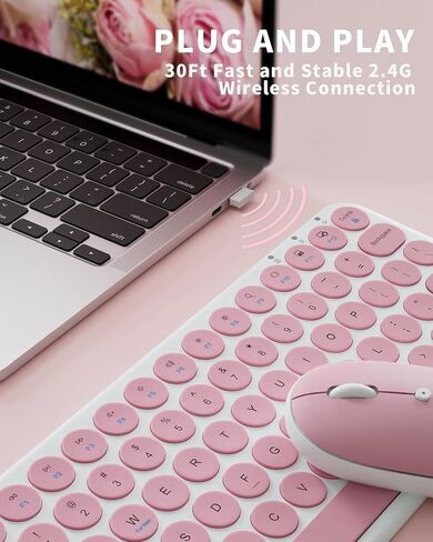مجموعة ماوس لوحة مفاتيح لاسلكية صغيرة - لوحة مفاتيح جمالية هادئة 2.4 جيجا هرتز وماوس لاسلكي - 78 مفتاحًا لوحة مفاتيح محمولة رفيعة للغاية لأجهزة الكمبيوتر المحمول والكمبيوتر والكمبيوتر الشخصي والكمبيوتر المحمول والكمبيوتر اللوحي ونظام التشغيل Windows ونظام in Kuwait