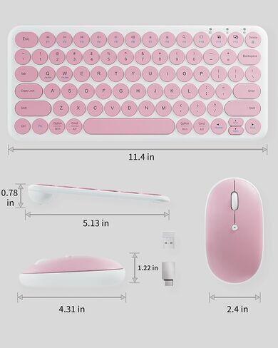 مجموعة ماوس لوحة مفاتيح لاسلكية صغيرة - لوحة مفاتيح جمالية هادئة 2.4 جيجا هرتز وماوس لاسلكي - 78 مفتاحًا لوحة مفاتيح محمولة رفيعة للغاية لأجهزة الكمبيوتر المحمول والكمبيوتر والكمبيوتر الشخصي والكمبيوتر المحمول والكمبيوتر اللوحي ونظام التشغيل Windows ونظام in Kuwait