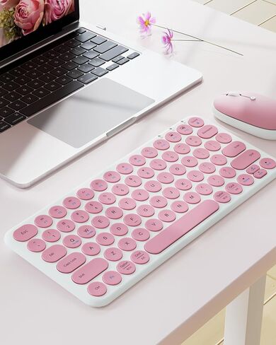 مجموعة ماوس لوحة مفاتيح لاسلكية صغيرة - لوحة مفاتيح جمالية هادئة 2.4 جيجا هرتز وماوس لاسلكي - 78 مفتاحًا لوحة مفاتيح محمولة رفيعة للغاية لأجهزة الكمبيوتر المحمول والكمبيوتر والكمبيوتر الشخصي والكمبيوتر المحمول والكمبيوتر اللوحي ونظام التشغيل Windows ونظام in Kuwait