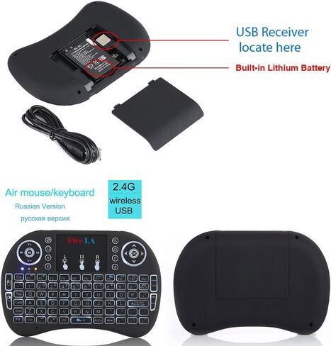 (Upgraded)Rii 2.4GHz Mini Wireless Keyboard with Touchpad,QWERTY,LED Backlit,Portable Keyboard for laptop/PC/Tablets/Windows/Mac/TV/Xbox/PS3/Raspberry Pi .(i8+ Black) in Saudi Arabia