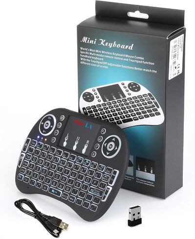 (Upgraded)Rii 2.4GHz Mini Wireless Keyboard with Touchpad,QWERTY,LED Backlit,Portable Keyboard for laptop/PC/Tablets/Windows/Mac/TV/Xbox/PS3/Raspberry Pi .(i8+ Black) in Saudi Arabia
