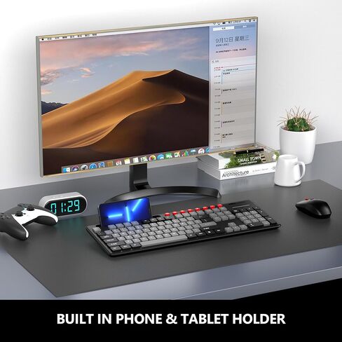 مجموعة لوحة مفاتيح وماوس لاسلكية، لوحة مفاتيح لاسلكية صامتة كاملة الحجم MageGee 2.4G مع حامل هاتف و8 اختصارات مستقلة، ماوس لاسلكي 3 DPI قابل للتعديل وخالي من التأخر للكمبيوتر/الكمبيوتر المحمول/الكمبيوتر الشخصي in Kuwait