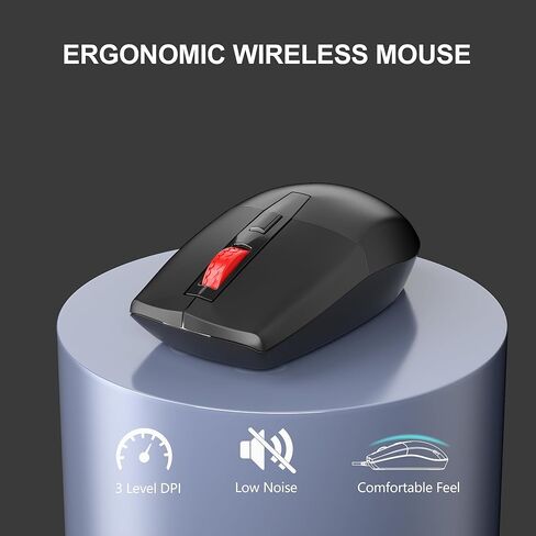 مجموعة لوحة مفاتيح وماوس لاسلكية، لوحة مفاتيح لاسلكية صامتة كاملة الحجم MageGee 2.4G مع حامل هاتف و8 اختصارات مستقلة، ماوس لاسلكي 3 DPI قابل للتعديل وخالي من التأخر للكمبيوتر/الكمبيوتر المحمول/الكمبيوتر الشخصي in Kuwait