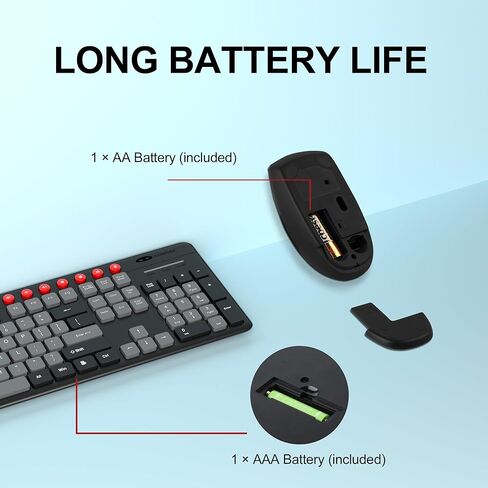 مجموعة لوحة مفاتيح وماوس لاسلكية، لوحة مفاتيح لاسلكية صامتة كاملة الحجم MageGee 2.4G مع حامل هاتف و8 اختصارات مستقلة، ماوس لاسلكي 3 DPI قابل للتعديل وخالي من التأخر للكمبيوتر/الكمبيوتر المحمول/الكمبيوتر الشخصي in Kuwait