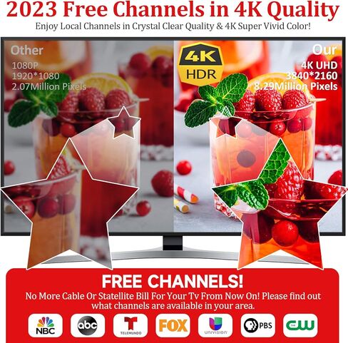 2023 TV Antenna for Smart TV, Long Range 720 + Miles, Indoor Outdoor Digital HD Antenna for All TVs VHF UHF High Gain, Antenna Amplifier Signal Booster Support 8k 4k 1080p Fire Stick - HDTV Cable in Kuwait