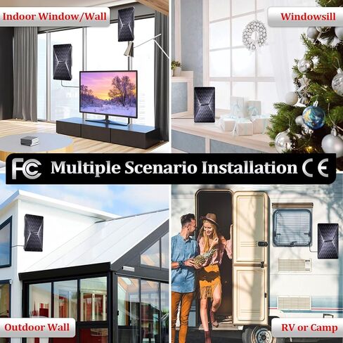 2023 TV Antenna for Smart TV, Long Range 720 + Miles, Indoor Outdoor Digital HD Antenna for All TVs VHF UHF High Gain, Antenna Amplifier Signal Booster Support 8k 4k 1080p Fire Stick - HDTV Cable in Kuwait