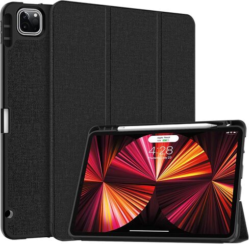 حافظة Soke New iPad Pro 11 2022/2021/2020 مع حامل أقلام - [حماية كاملة للجسم + الجيل الثاني من شحن قلم Apple + تنبيه/غفو تلقائي]، غطاء خلفي ناعم من مادة TPU لجهاز iPad Pro 2022 مقاس 11 بوصة (كتاب أسود) in Kuwait