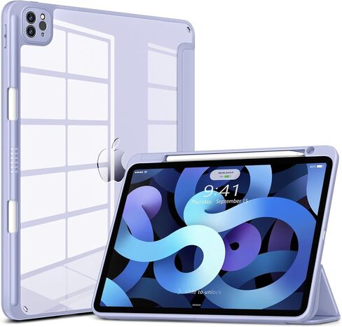 حافظة DTTOCASE لجهاز iPad Air الجيل الخامس / الرابع مقاس 10.9 بوصة (2022/2020)، حافظة iPad Pro مقاس 11 بوصة مع غطاء خلفي شفاف [حامل أقلام مدمج، النوم/الاستيقاظ التلقائي، حماية الكاميرا] - أزرق أرجواني in Kuwait