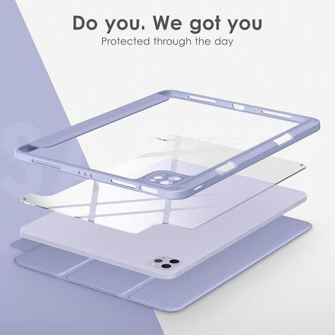 حافظة DTTOCASE لجهاز iPad Air الجيل الخامس / الرابع مقاس 10.9 بوصة (2022/2020)، حافظة iPad Pro مقاس 11 بوصة مع غطاء خلفي شفاف [حامل أقلام مدمج، النوم/الاستيقاظ التلقائي، حماية الكاميرا] - أزرق أرجواني in Kuwait