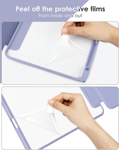 حافظة DTTOCASE لجهاز iPad Air الجيل الخامس / الرابع مقاس 10.9 بوصة (2022/2020)، حافظة iPad Pro مقاس 11 بوصة مع غطاء خلفي شفاف [حامل أقلام مدمج، النوم/الاستيقاظ التلقائي، حماية الكاميرا] - أزرق أرجواني in Kuwait