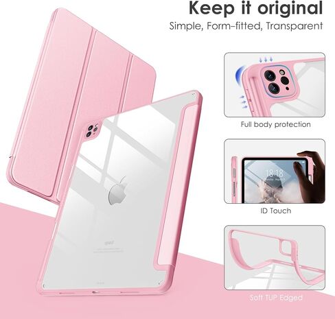 حافظة DTTOCASE لجهاز iPad Air الجيل الخامس / الرابع مقاس 10.9 بوصة (2022/2020)، حافظة iPad Pro مقاس 11 بوصة مع غطاء خلفي شفاف [حامل أقلام مدمج، النوم/الاستيقاظ التلقائي، حماية الكاميرا] - أزرق أرجواني in Saudi Arabia