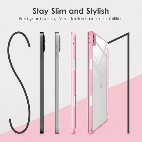 حافظة DTTOCASE لجهاز iPad Air الجيل الخامس / الرابع مقاس 10.9 بوصة (2022/2020)، حافظة iPad Pro مقاس 11 بوصة مع غطاء خلفي شفاف [حامل أقلام مدمج، النوم/الاستيقاظ التلقائي، حماية الكاميرا] - أزرق أرجواني in Saudi Arabia