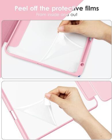 حافظة DTTOCASE لجهاز iPad Air الجيل الخامس / الرابع مقاس 10.9 بوصة (2022/2020)، حافظة iPad Pro مقاس 11 بوصة مع غطاء خلفي شفاف [حامل أقلام مدمج، النوم/الاستيقاظ التلقائي، حماية الكاميرا] - أزرق أرجواني in Saudi Arabia