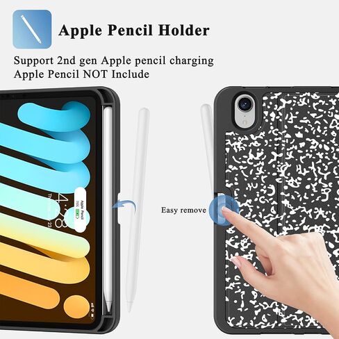 حافظة Supveco iPad Mini لجهاز ipad Mini 6 8.3 بوصة 2021 مع حامل أقلام - [شحن قلم Apple + تنبيه/غفو تلقائي]، حافظة واقية نحيفة مع غطاء خلفي ناعم من مادة TPU لجهاز iPad Mini الجيل السادس 2021 (كتاب) in Kuwait