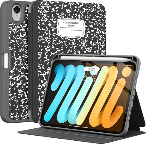 حافظة Supveco iPad Mini لجهاز ipad Mini 6 8.3 بوصة 2021 مع حامل أقلام - [شحن قلم Apple + تنبيه/غفو تلقائي]، حافظة واقية نحيفة مع غطاء خلفي ناعم من مادة TPU لجهاز iPad Mini الجيل السادس 2021 (كتاب) in Kuwait