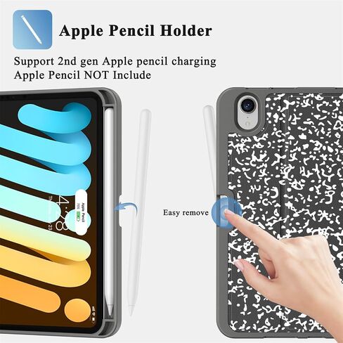 حافظة Supveco iPad Mini لجهاز ipad Mini 6 8.3 بوصة 2021 مع حامل أقلام - [شحن قلم Apple + تنبيه/غفو تلقائي]، حافظة واقية نحيفة مع غطاء خلفي ناعم من مادة TPU لجهاز iPad Mini الجيل السادس 2021 (كتاب) in Kuwait