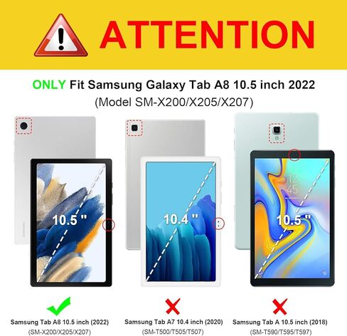Fintie Hybrid Slim Case for Samsung Galaxy Tab A8 10.5 Inch 2022 Model (SM-X200/X205/X207), Shockproof Cover with Clear Transparent Back Shell, Auto Wake/Sleep, Black in Saudi Arabia
