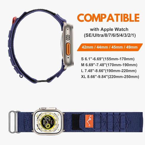 Odbeai Compatible with Apple Watch Ultra 2/Ultra Bands 49mm for Men, Rugged Tactical Nylon Designed Bands Compatible with Apple Watch Bands 45mm 44mm 42mm, Military Sport Loop Strap for iWatch Bands Ultra 2/Ultra/SE 2/SE/Series 9/8/7/6/5/4/3/2/1 in Kuwait