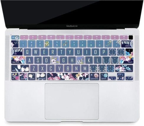 Keyboard Cover Protector for 2020 Apple MacBook Air 13.3 inch (Model: A2179, A2337 M1 Chip, US Layout) with Touch ID, Silicone Skin Keyboard Protector with Floral Design, Red Flower in Kuwait