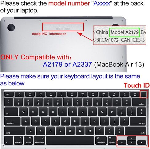 Keyboard Cover Protector for 2020 Apple MacBook Air 13.3 inch (Model: A2179, A2337 M1 Chip, US Layout) with Touch ID, Silicone Skin Keyboard Protector with Floral Design, Red Flower in Kuwait