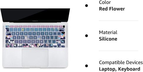 Keyboard Cover Protector for 2020 Apple MacBook Air 13.3 inch (Model: A2179, A2337 M1 Chip, US Layout) with Touch ID, Silicone Skin Keyboard Protector with Floral Design, Red Flower in Kuwait
