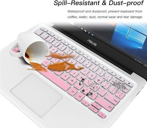 غطاء لوحة مفاتيح CaseBuy لجهاز ASUS Chromebook Flip C433 C433TA C434 2 في 1 14 بوصة، كمبيوتر محمول ASUS Chromebook C302CA/C423NA/C425TA/C434TA-DH342T DSM4T DS384T C523NA، C434TA غطاء Chromebook، وردي متدرج in Kuwait