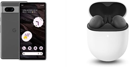 Google Pixel 7a - Unlocked Android Cell Phone - Smartphone with Wide Angle Lens - 128 GB -  Sea with Pixel Buds A-Series - Wireless Earbuds - Headphones with Bluetooth - Charcoal in Kuwait