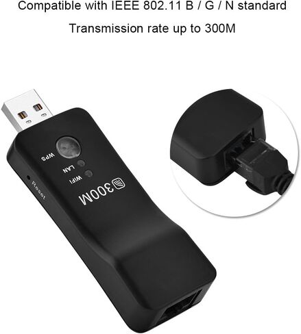 مضخم اشارة لاسلكي صغير 300 متر USB ايه بي واي فاي محول شبكة تلفزيون ذكي تحويل اشارة لاسلكية الى ايثرنت مع منفذ ار جيه 45، يدعم تشفير WEP وWPA / WPS2 وWPA-PSK / WPA2-PSK in Kuwait