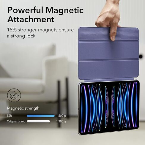 ESR for iPad Pro 11 Inch Case, iPad Pro 11 Folio Case (2022/2021/2020, 4th/3rd/2nd Generation), Convenient Magnetic Attachment, 2-Way Stand, Full Pencil 2 Support, Rebound Magnetic Case, Black in Saudi Arabia