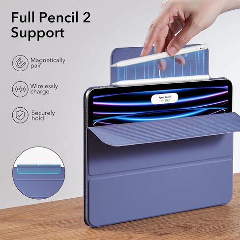 ESR for iPad Pro 11 Inch Case, iPad Pro 11 Folio Case (2022/2021/2020, 4th/3rd/2nd Generation), Convenient Magnetic Attachment, 2-Way Stand, Full Pencil 2 Support, Rebound Magnetic Case, Black in Saudi Arabia