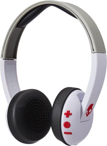 Skullcandy Uproar Bluetooth Wireless On-Ear Headphones with Built-In Microphone and Remote, 10-Hour Rechargeable Battery, Soft Synthetic Leather Ear Pillows for Comfort, White/Gray/Red in Saudi Arabia