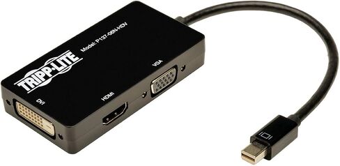 Tripp Lite Keyspan Mini DisplayPort to VGA/DVI/HDMI, All-in-One DP 1.2 Converter Adapter, Thunderbolt 1 & 2 Compatible, 4K HDMI 30Hz, Black, 3 Year Warranty (P137-06N-HDV-4K) in Kuwait