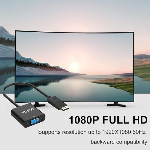 يويجو محول منفذ عرض الى VGA، 1080P HD للكمبيوتر الى جهاز العرض وما الى ذلك in Kuwait