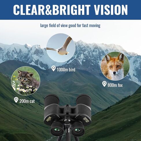 Binoculars for Adults, 20x50 High Powered Binoculars Low Light Night Vision, HD Binoculars Easy Focus and Waterproof, Binoculars for Bird Watching, Hunting, Travel, Cruise Ship, Hiking, Outdoor Sport in Kuwait