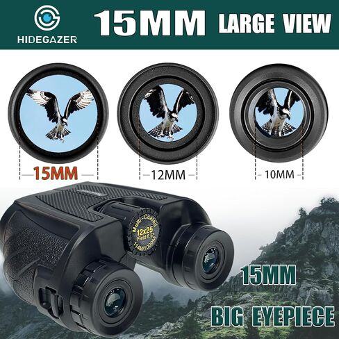 مناظير للبالغين عالية الطاقة، مناظير للرؤية الليلية مدمجة، مناظير صيد لمشاهدة الطيور والمشي لمسافات طويلة والحفلات الرياضية، مناظير صغيرة 12 × 25 تركيز سهل in Kuwait