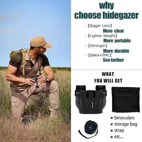 مناظير للبالغين عالية الطاقة، مناظير للرؤية الليلية مدمجة، مناظير صيد لمشاهدة الطيور والمشي لمسافات طويلة والحفلات الرياضية، مناظير صغيرة 12 × 25 تركيز سهل in Kuwait