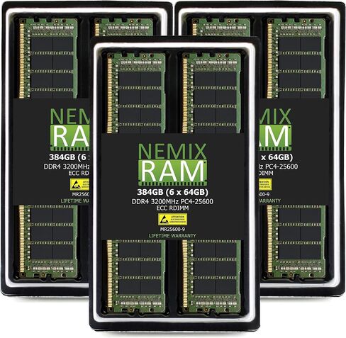 ذاكرة DDR4-3200 PC4-25600 2Rx4 RDIMM ECC سعة 768 جيجابايت و12 × 64 جيجابايت مسجلة بواسطة NEMIX RAM in Kuwait