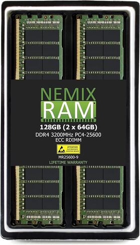 ذاكرة DDR4-3200 PC4-25600 2Rx4 RDIMM ECC سعة 768 جيجابايت و12 × 64 جيجابايت مسجلة بواسطة NEMIX RAM in Kuwait