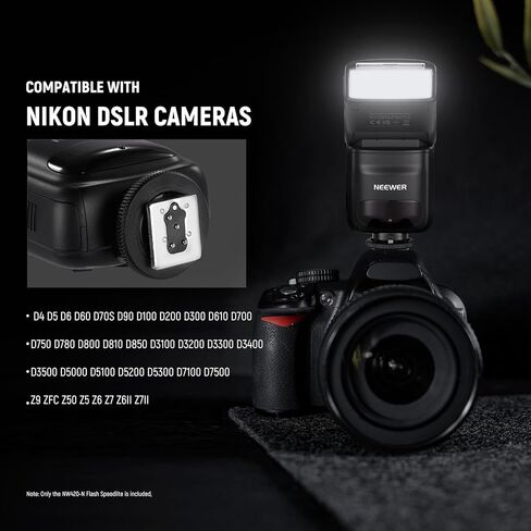 NEEWER NW420-N Mini TTL Speedlite Flash, 2.4G Master Slave Mode GN36 HSS Speedlight, Compatible with Nikon D4 D5 D6 D90 D750 D780 D800 D810 D850 D3500 D5300 D7500 Z9 Zfc Z50 Z5 Z6 Z7 Z6II Z7II in Saudi Arabia