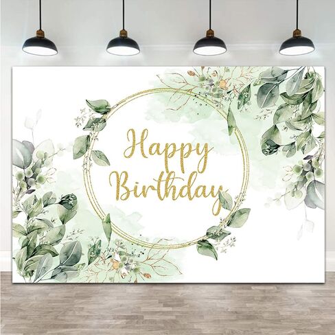 Greenery Succulent and Eucalyptus Leaves Photography Backdrop Bloom Eucalyptus Leaves Photo Background for Happy Birthday Party Decoration Supplies 7x5ft in Kuwait