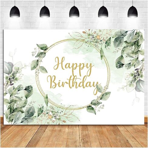 Greenery Succulent and Eucalyptus Leaves Photography Backdrop Bloom Eucalyptus Leaves Photo Background for Happy Birthday Party Decoration Supplies 7x5ft in Kuwait